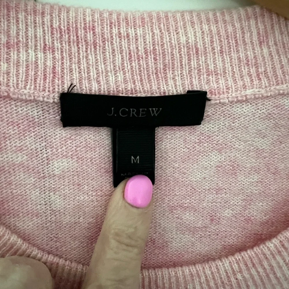 J. Crew Pink Ruffle-Sleeve Crewneck Sweater